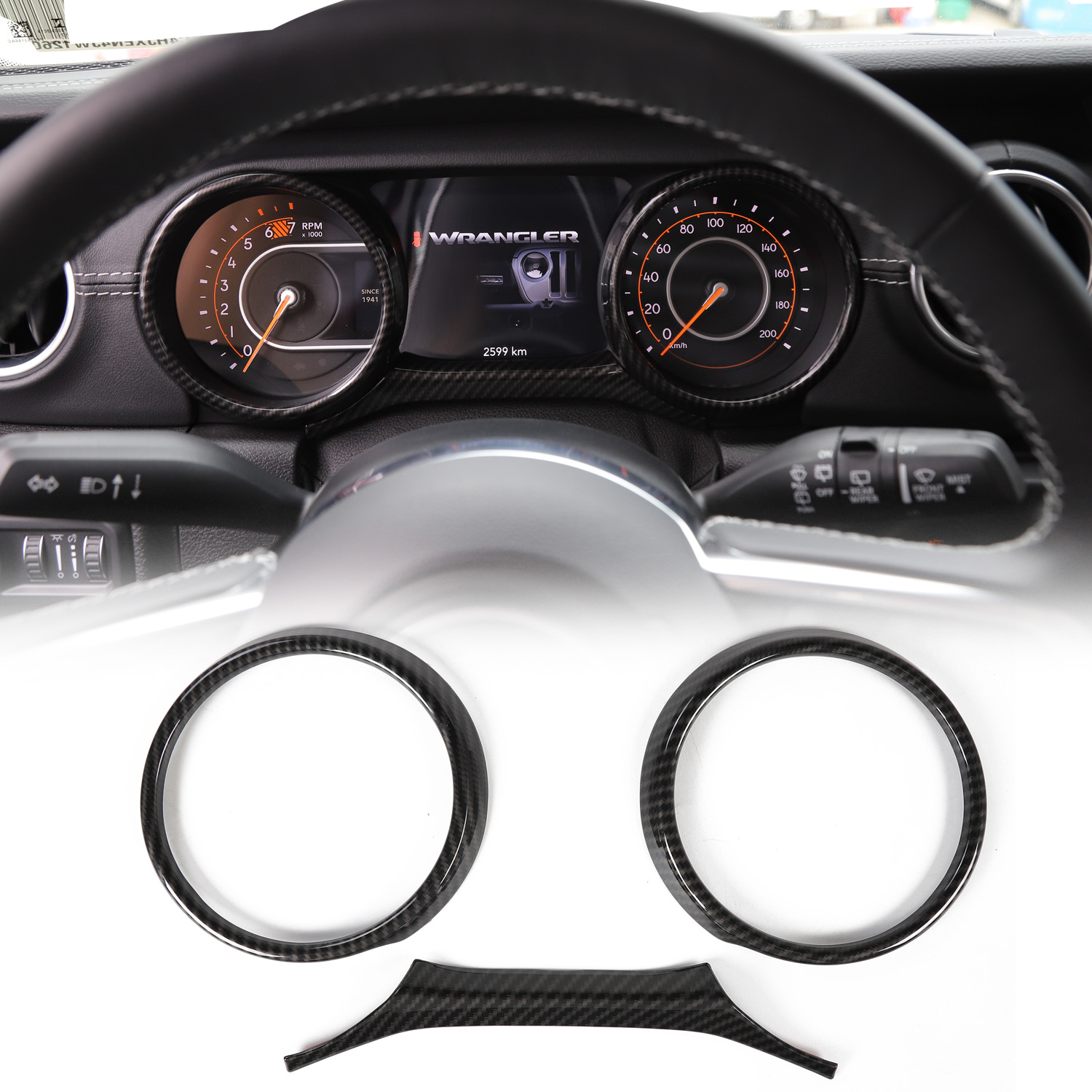 

ABS Dashboard Decoratibe Circle Carbon Fiber Cover For Jeep Wrangler JL 2018+ High Quality Auto Exterior Accessories