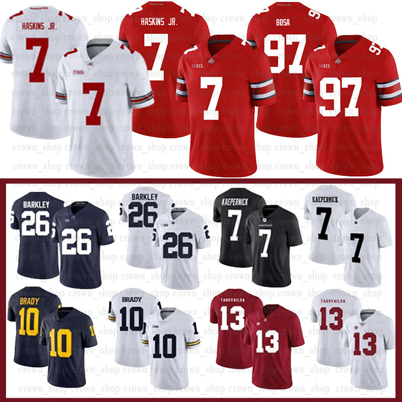 

13 Tua Tagovailoa NCAA 7 Dwayne Haskins Jr Alabama Crimson Tide Jersey Nick Bosa Michigan Tom Brady Ohio State Buckeyes Football Jerseys6, Ncaa-(laohu)