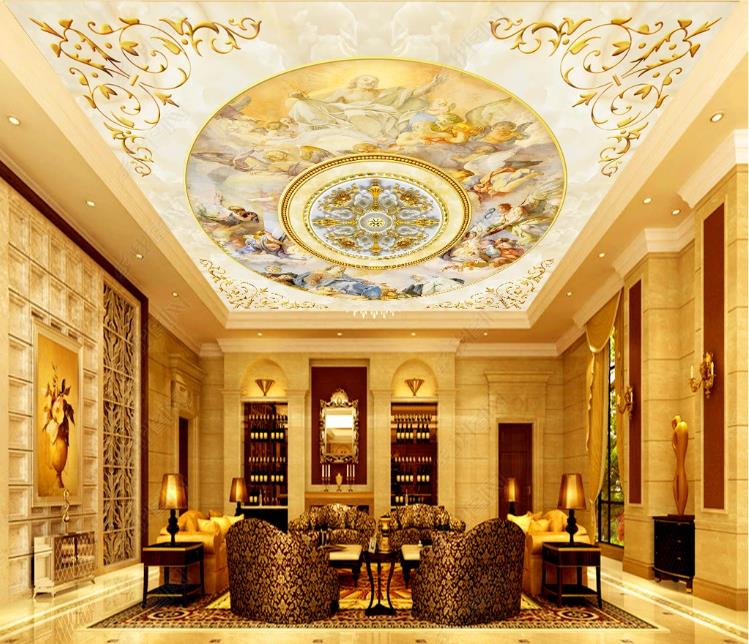 

Custom Large Ceiling Mural 3d Marble Gods hymn European style Background wall Photo Mural Ceiling Wallpapers, Same as photo