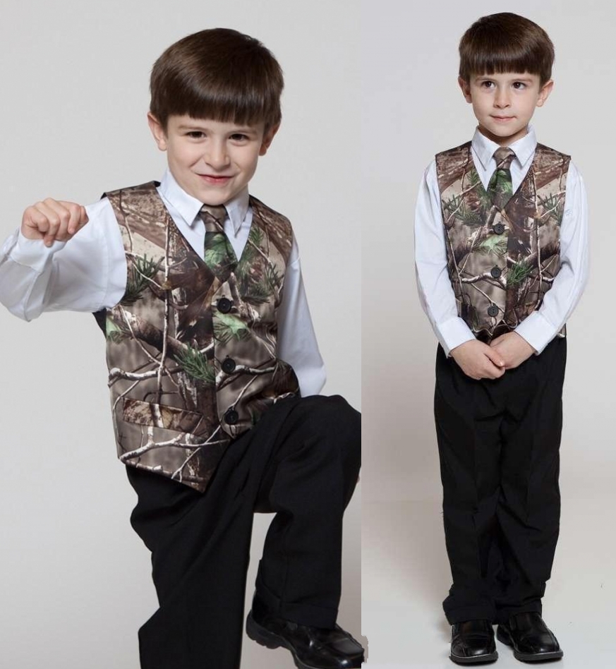 

Real Tree Camo Boy's Formal Wear Vests With Ties Camouflage Groom Boy Vest Satin Custom Formal Wedding Vests Camouflage, Same as image