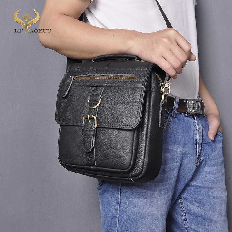 

Quality Leather Male Fashion Casual Tote Messenger bag Design Satchel Crossbody One Shoulder bag 9.8" Tablet Case For Men 039, Black