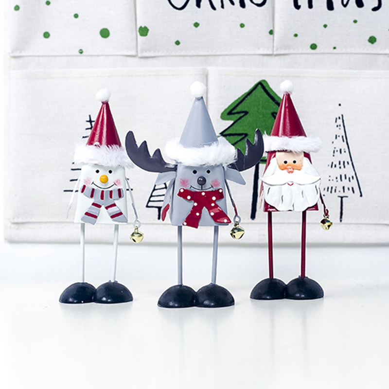 

Christmas Gift Art Metal Snowman Cute Doll Bar Old Man Portable Office Home Table Bell Sound Christmas Ornaments