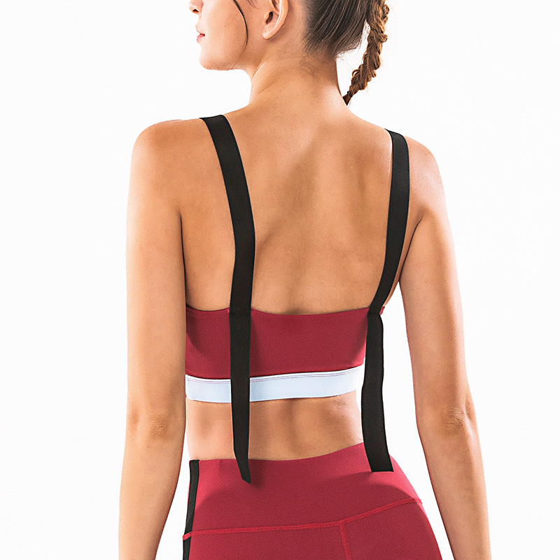 

Woman Strap Sports Bra with Pad High Impact Push Up Seamless Crop Top Women Fitness Gym Workout Yoga Vest Sport Wear Active Tank, Black