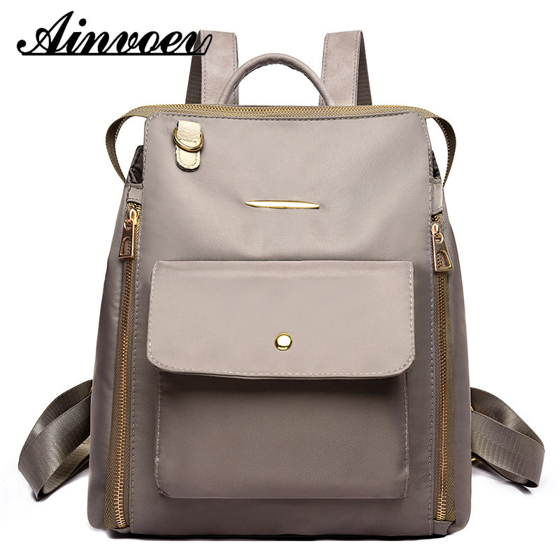

Ainvoev 2020 Female Classic Bagpack Can Cross The Cross Waterproof Lightweight Casual Bag Solid Backpack Fashion Design, Khaki