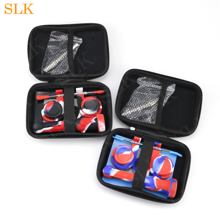 

glass oil burner pipe Concentrate Gift Box Smoking Set kits with 14mm Titanium Nail Dabs Straw Oil Rigs Silicone Smoking Pipes Bong