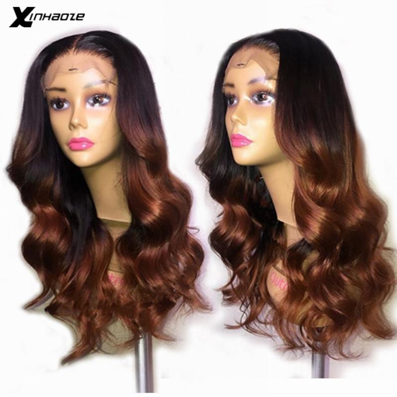 

13x6 Lace Front Wig Brazilian Remy Body Wavy Ombre Brown Glueless Lace Front Human Hair Wigs with Baby Hair & Natural Hairline, 13x4 lace wig