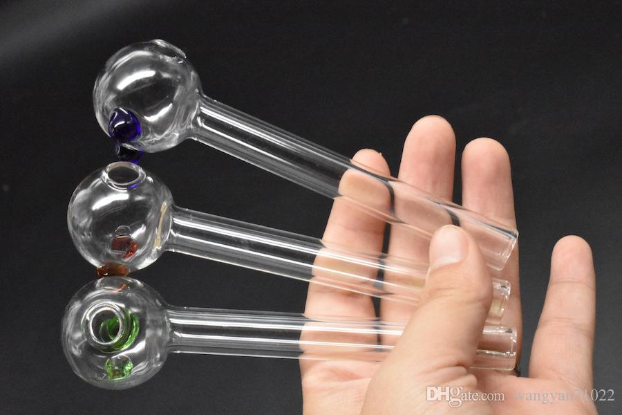 

12cm colorful thick 2mm Pyrex glass tube oil pipe tobacco steamrollers Pipes mini smoking oil burner