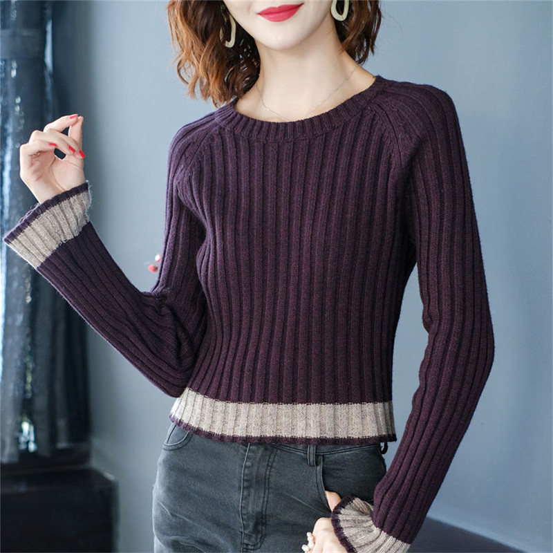 

Short Sweater Women 2020 Autumn Winter New Wool Sweater High-End Female Spring Knitted Pullover Large Size Tops JIU319, Black