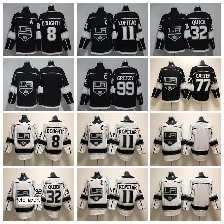 

Los Angeles Kings LA Ice Hockey 8 Drew Doughty Jersey Black White 11 Anze Kopitar 32 Jonathan Quick 77 Jeff Carter Wayne Gretzky, 32 black