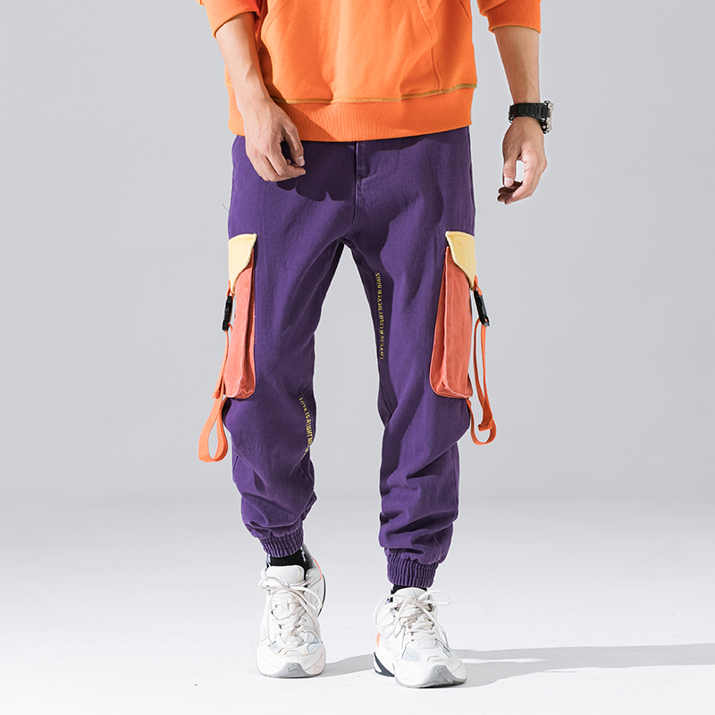 

2020 Cotton Jogger Ribbons Harem Pants Men Casual Loose Sweatpants Men, Black