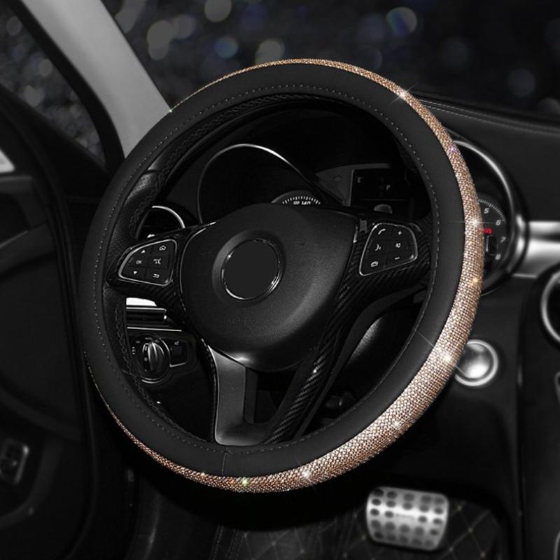 

Inlaid Diamond Car Steering Wheel Cover Rhinestone Cover Steering Wheels Cap Universal Car Accessories Decorating