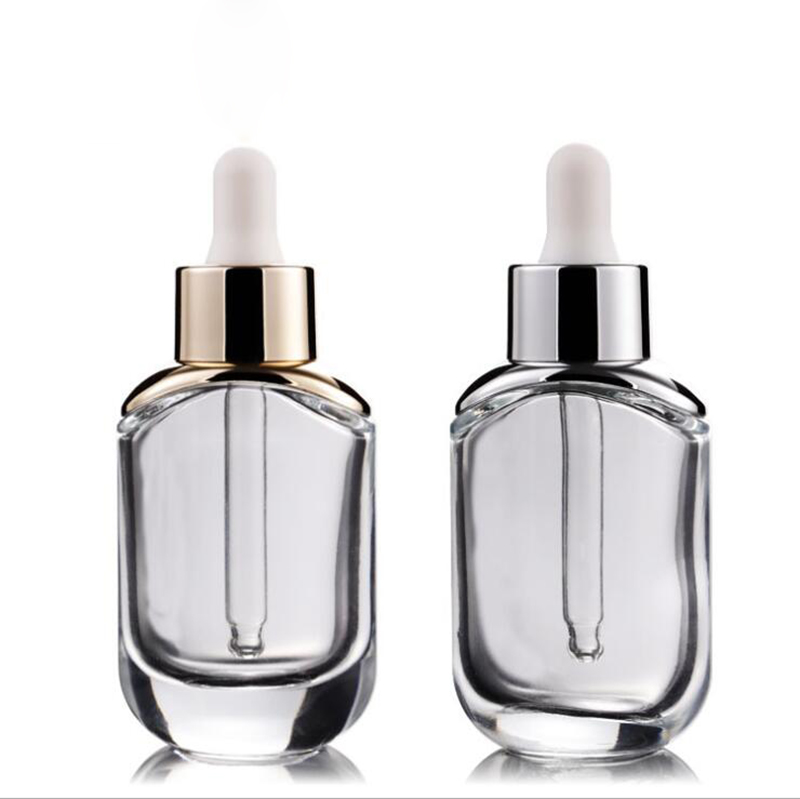 

Newest Glass Shoulder Cosmetic essential oil bottle with glass dropper 30ml 1oz eye essence glass bottle