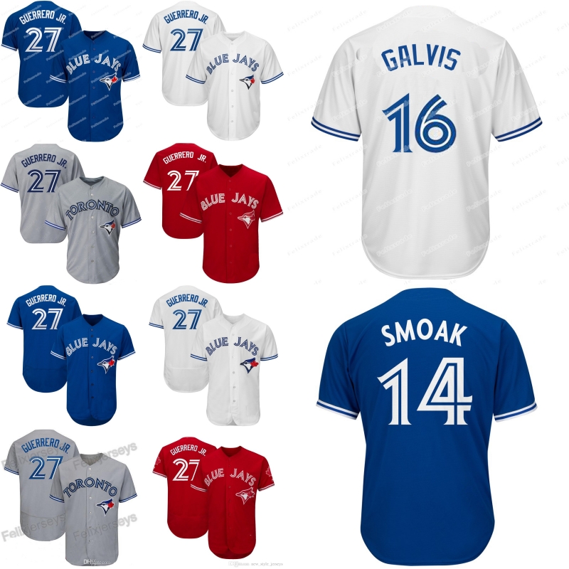 

27 Vladimir Guerrero Jr Toronto Jersey Blue Jay Freddy Galvis Justin Smoak Randal Grichuk Brandon Drury Russell Martin Stroman, Felx base