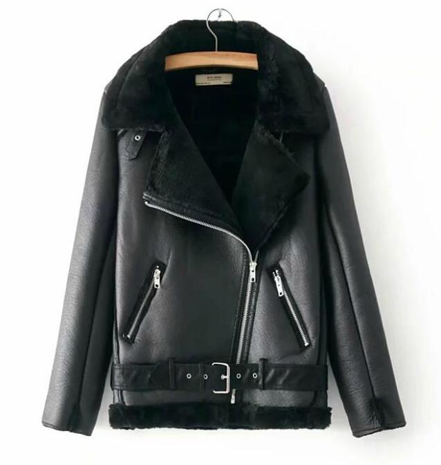 

NEW Women Designer Coat Winter Motorcycle Velvet 2020 Brand Jacket Female Short Lapels Fur Thick Korean Version Black Parkas Size -L