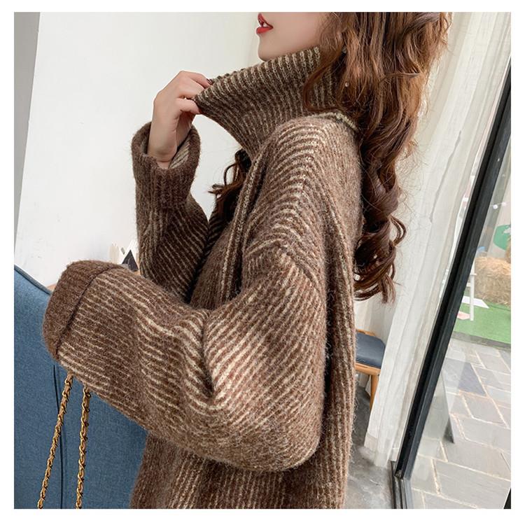 

Vintage Turtleneck Batwing Sleeve Knitted Sweaters Solid Women Casual Thick Jumper Loose Sweater Plus Size Sweater, Blue