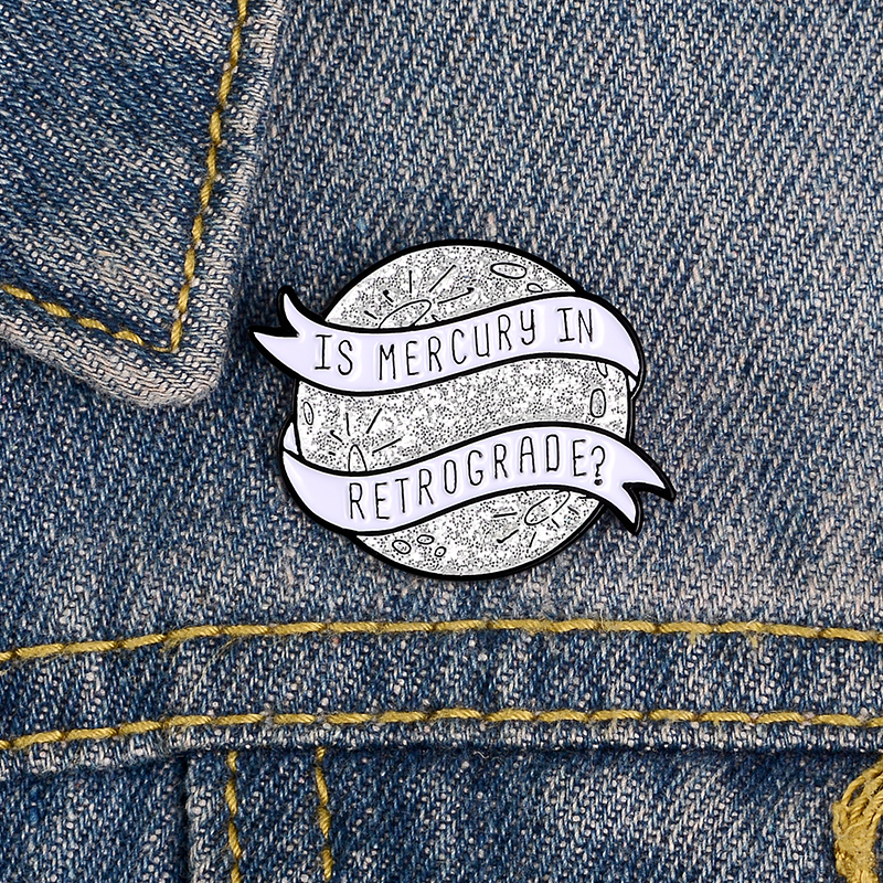 

Enamel Brooch Retrograde Mercury Universe Sun Bag Clothes Lapel Pin Badge Punk Jewelry Gift For Friends