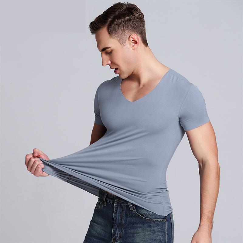 

2019 summer Undershirts For Men Tee Shirt Homme Sexy Camiseta Interior 9624, Black