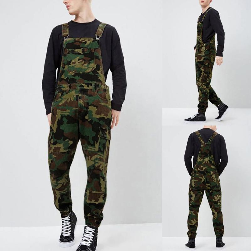 

jumpsuits man high quality Suspender cowboy Mens Jeans Wash Overall Jumpsuit Streetwear Pocket Suspender Pants Trousers -3XL, Multi