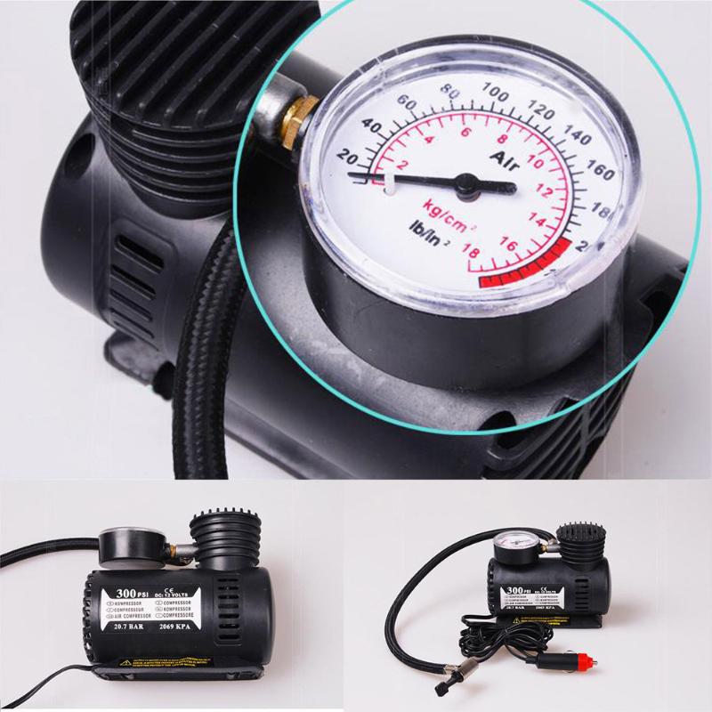 

12v Car Mini Compact Compressor Bike Tyre Air Inflator 300psi New Plug the power cord into the cigarette lighter socket #BC