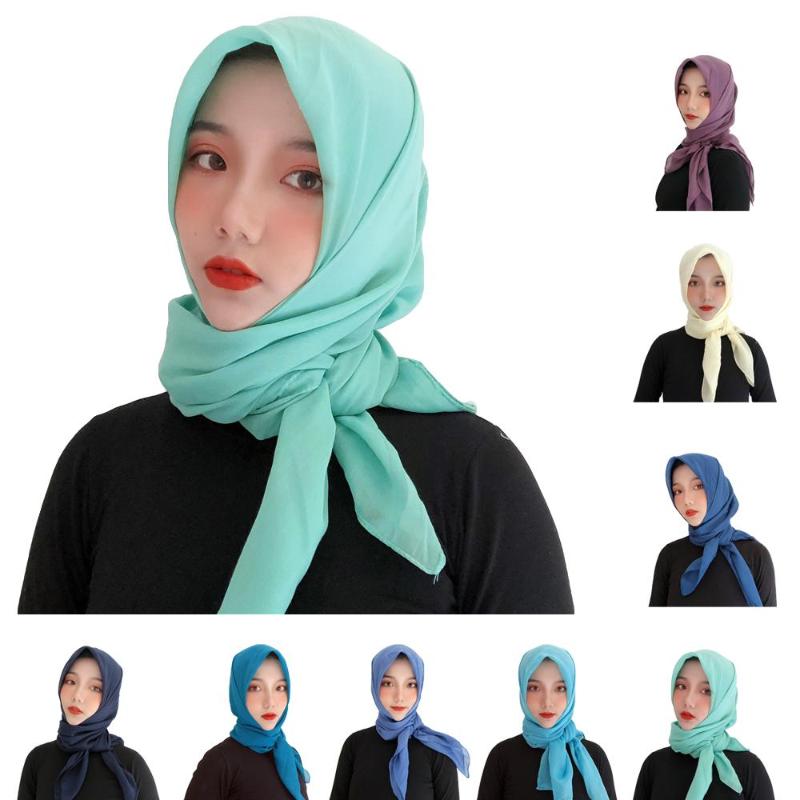 

New Plain Muslim Women Voile Hijab Square Scarf Islamic Head Wrap Scarves Headscarf Turban Bandanas Khimar Long Scarf 100*100cm