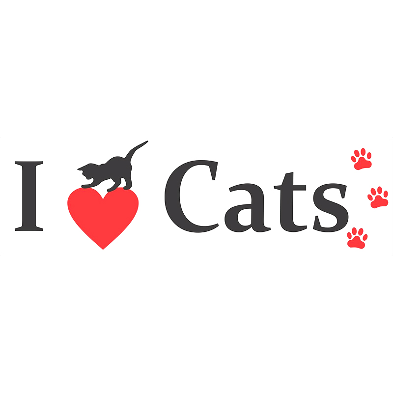 

15*4.4cm I Love Cats Bumper Sticker Vinyl Decal Kitty Pets Cat Cute Animal Car Heart Car Styling, Color
