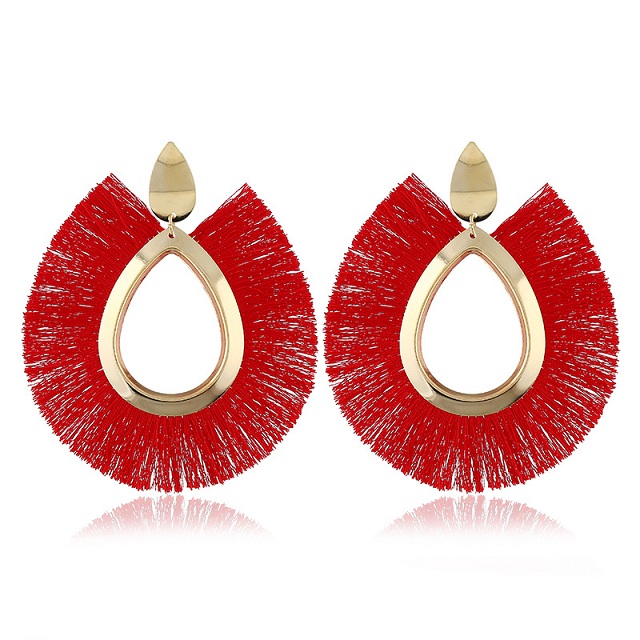 

Womens Fashion Bohemian Earrings fan-shaped geometric tassels new exaggerated Earrings alloy plating trend big brand Earrings C0161