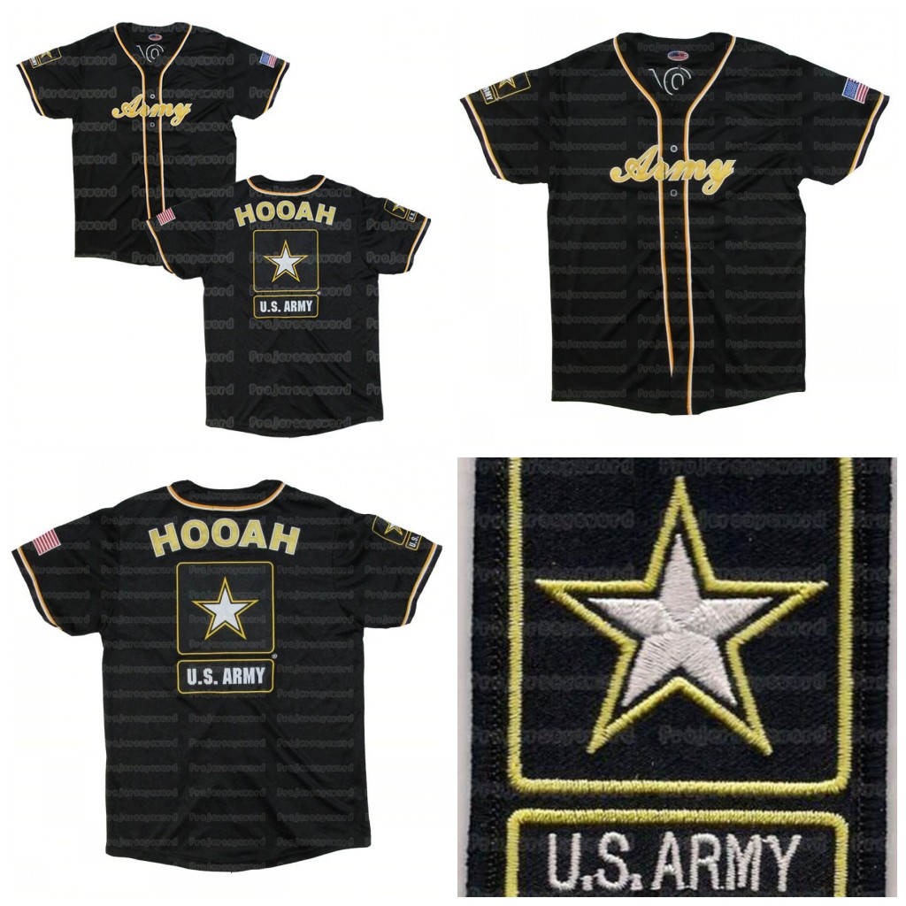 

2020 U.S. ARMY "HOOHA" 100% Stitched Custom Any Name Any Number Black S-4XL baseball jersey
