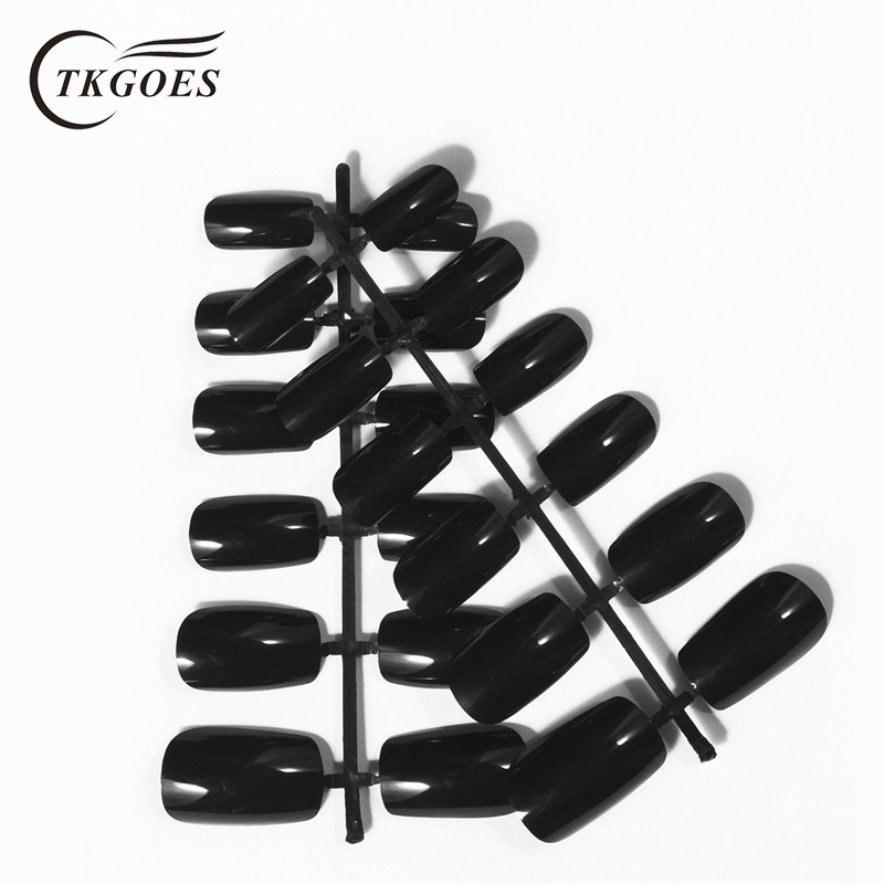 

TKGOES 120PCS Black Nail Tips Short Designs False Nails Faux Ongles Full Cover Acrylic Artificial Fake Nails Art Tips For Salon, Fc17