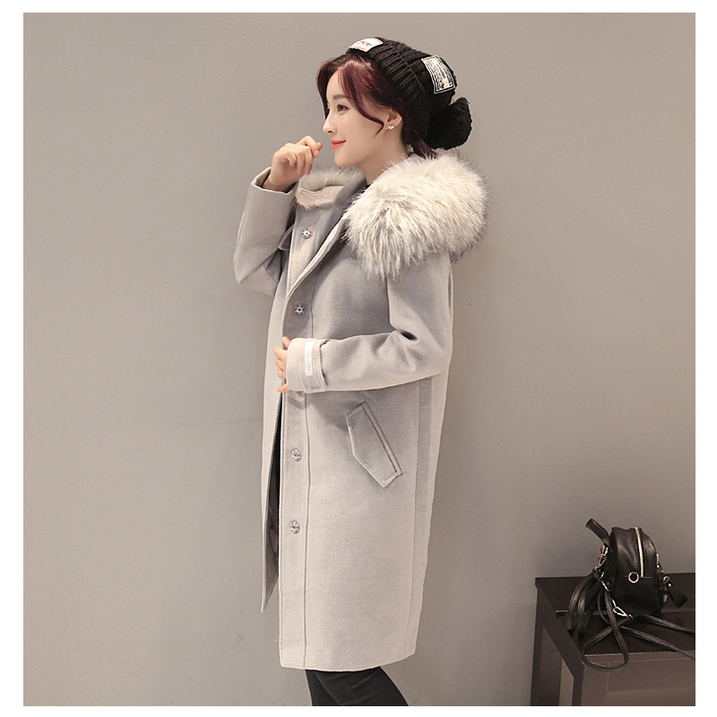 

WT028 Women coat new wool & blends korean winter clothes Hooded Single Breasted long wool coat Loose Solid Office Lady coats, Just like picture