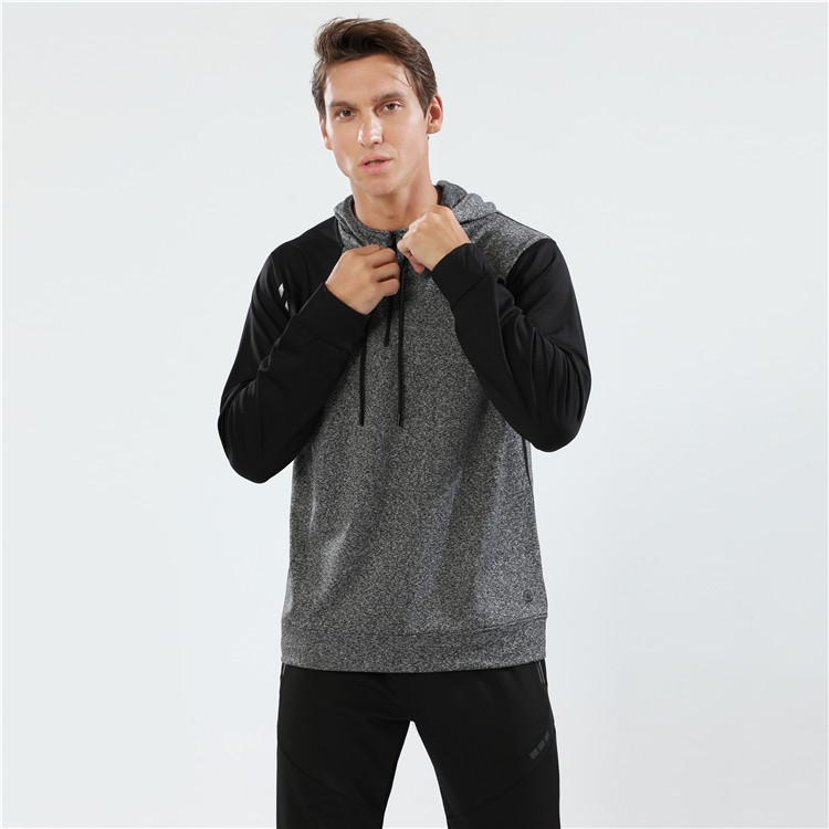 

Men Running Shirts Long Sleeve Hooded Autumn Winter Breathable Gym Fitness Tight Stretch Zipper Training Sports T Shirts Jacket, 90112 grey