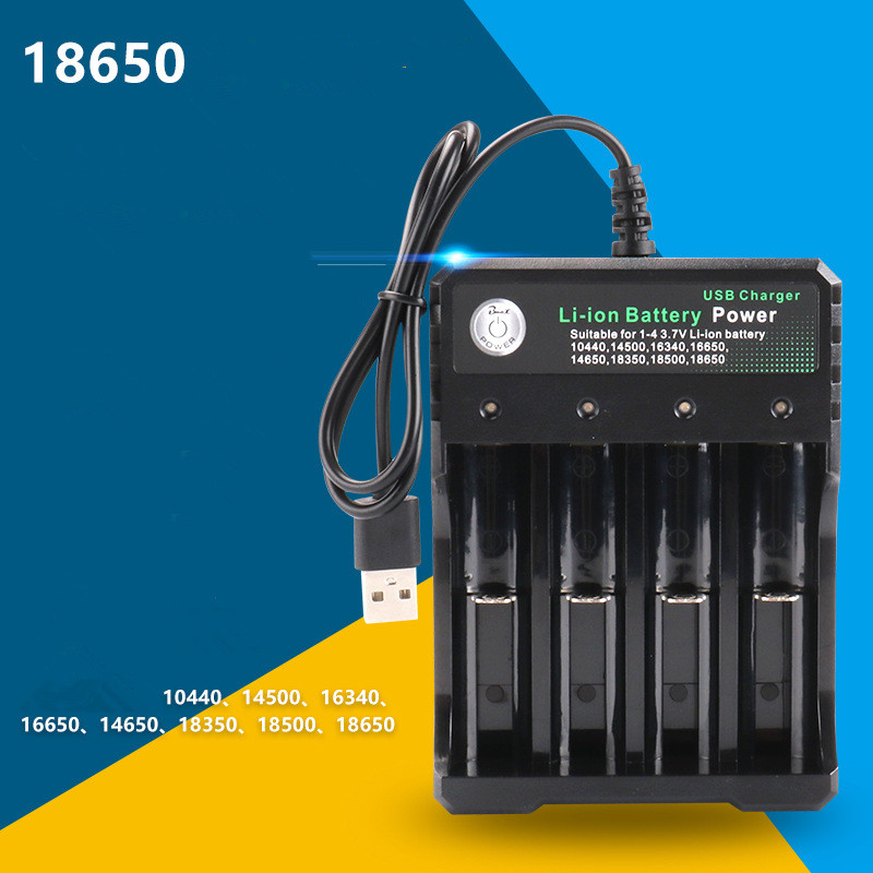 

Lithium Battery Charger With USB Cable 4 Charging Slots 18650 26650 18490 Rechargeable Batteries Charger dhl free
