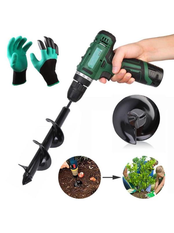 

Auger Drill Bit Garden Plant Flower Bulb Auger Garden Spiral Drill Bit With Gloves Post Or Hole Digger For 3/8 Hex Drive