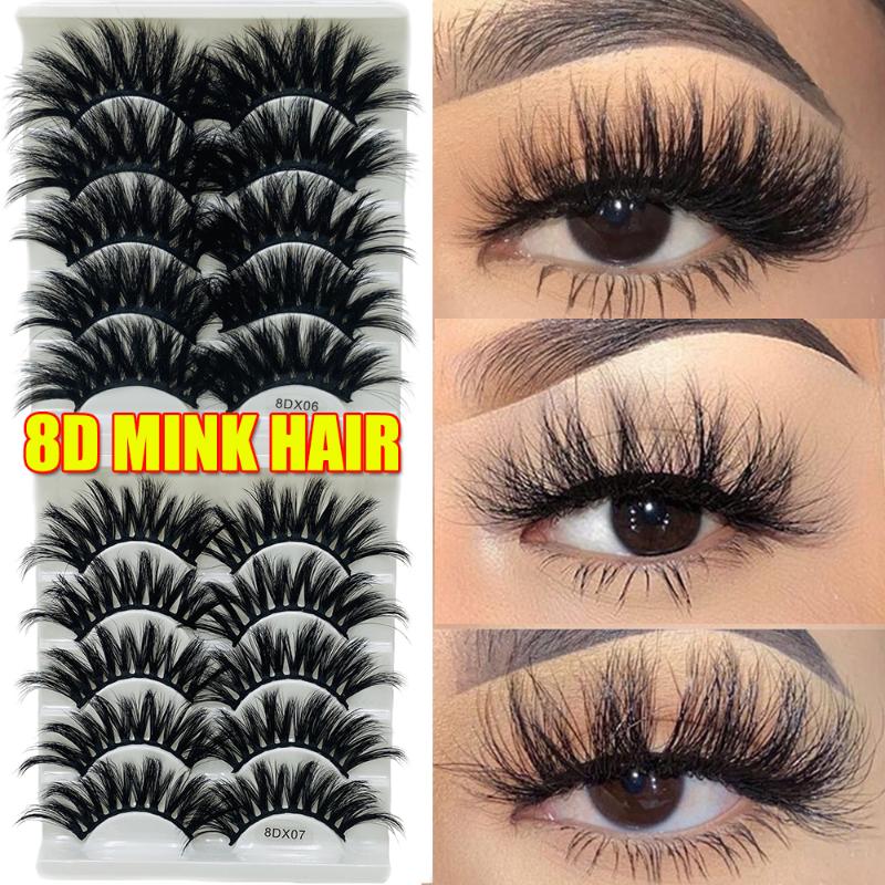 

5 Pairs Dramatic 8D Faux Mink False Eyelashes Wispies Fluffy Natural Thick Long Handmade Eyelash Extension Lashes Makeup Tools