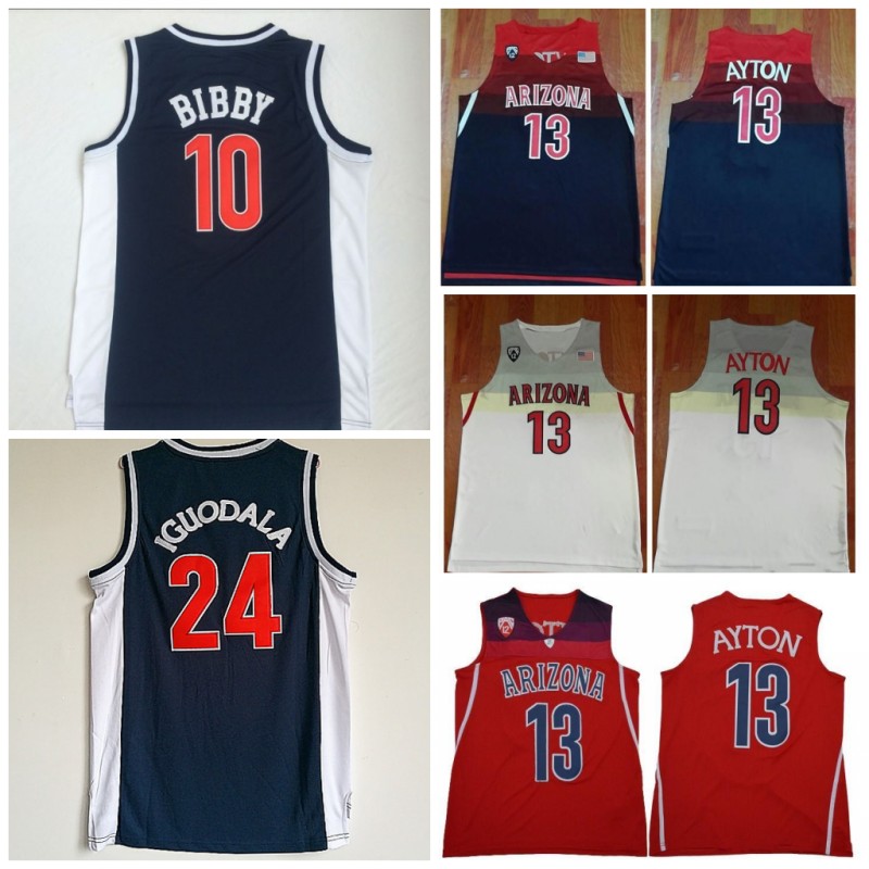 

Mens Arizona Wildcats 13 DeAndre Ayton College Basketball Jersey 10 Mike Bibby 24 Andre Iguodala University Stitched Jerseys, As