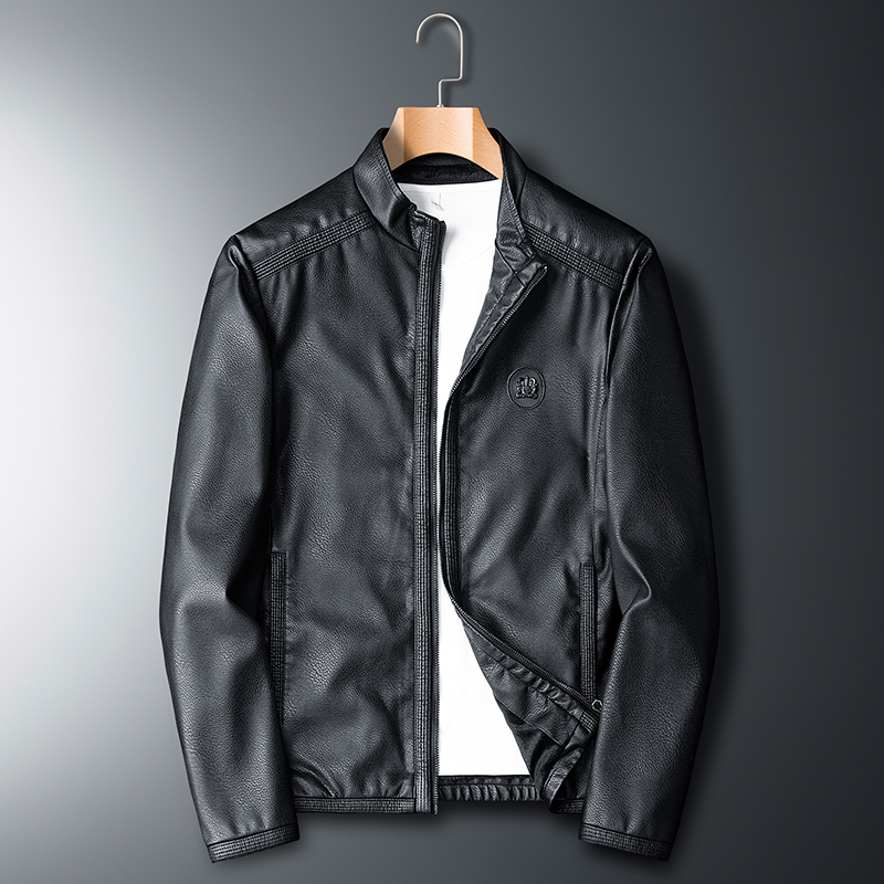 

new arrival Mens PU Jackets Causal Motorcycle Leather Jacket Coat Men Fashion Biker Zipper Pocket Design Male Faux Fur Coat Men, Black