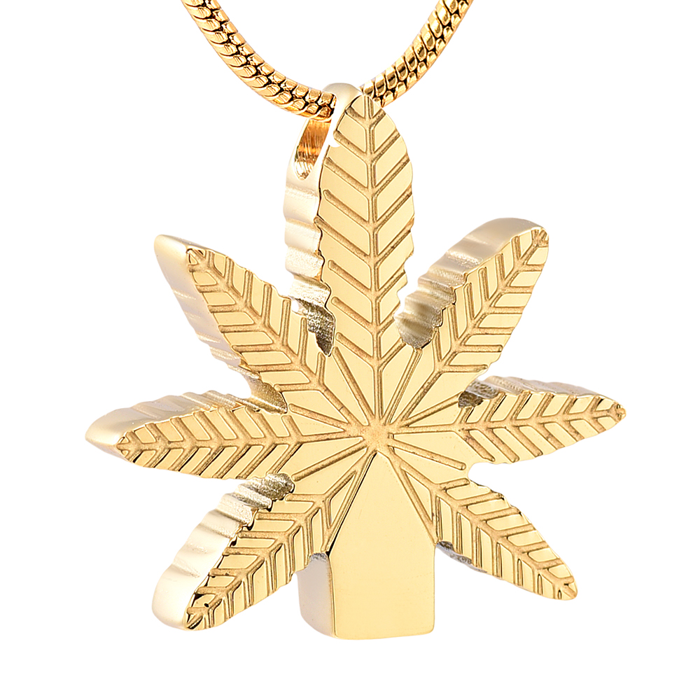 

LKJ19992 Glod Maple Leaf Shape Human Cremation Pendant Hold Little Ashes Memorial Urn Necklace Stainless Steel Locket
