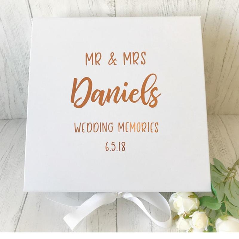

Personalised Will you be my bridesmaid box wedding memory box with rose gold lettering, keepsake box, memories gift