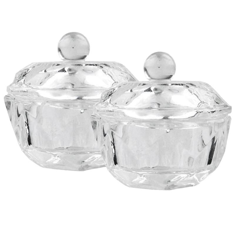 

Clear Nail Art Acrylic Liquid Powder Dish Bowl Glass Crystal Cup Glassware with Lid for Nail Art Manicure Care Tools