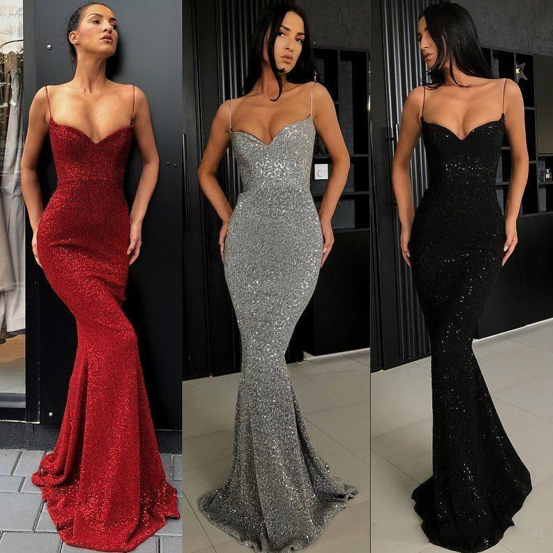 

Sexy Silver Prom Dresses Full Sequins Spaghetti Straps Mermaid Long Evening Gowns Plus Size Custom Made Sleeveless Pageant Dresses BC0274, Lilac