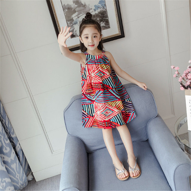 

Girl Dress summer sleeveless Children Clothes Princess Kids Dresses For Girls Casual Wear Dress colorful 110 120 130 140 150 160, Colorfuldress
