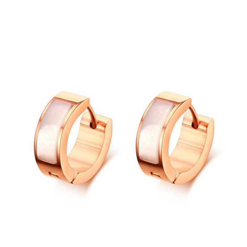 

Charm 16.5MM Stainless Steel Circular Colorful Shell Earrings For Women Rose Gold Plating Fashion Jewelry Womens Accessories