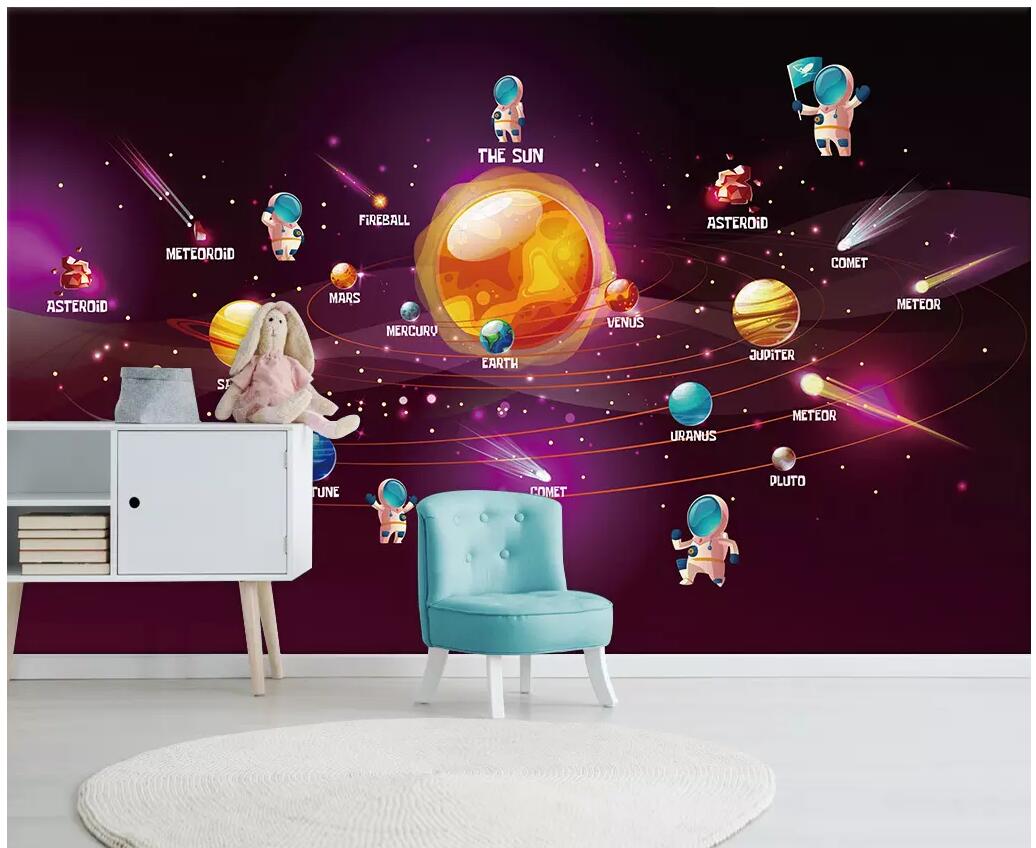 

3d room wallpaper custom photo Cartoon hand drawn astronaut few planets home decor living room 3d wall murals wallpaper for walls 3 d, Non-woven wallpaper