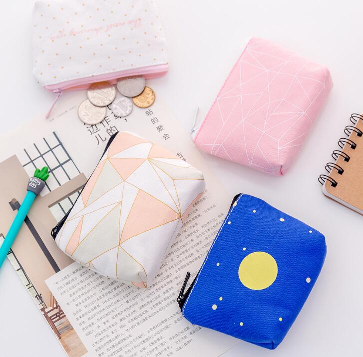 

DHL 200pcs Geometry Patten Printing Zipper Coin Purses