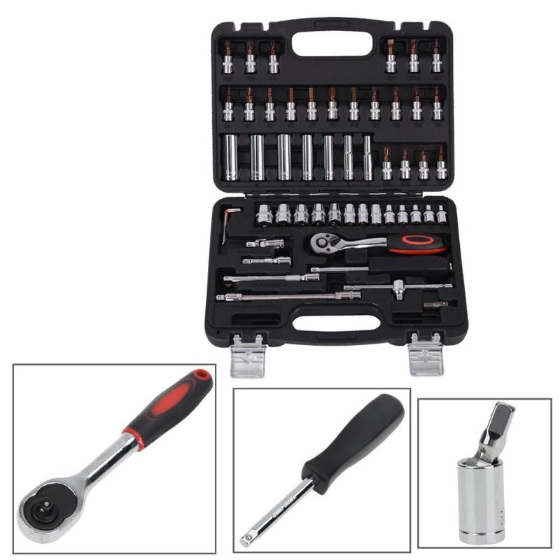 

53pcs Adjustable Socket Set Universal Ratchet Wrench Set Kit Torque Wrench Car Motorcycle Bicycle Repair Tools Spanner Hand Kit