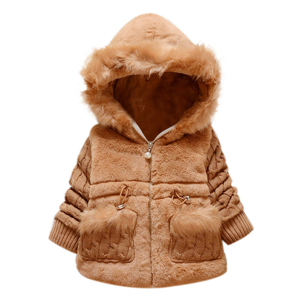 

Toddler Kids Baby Girl Winter Jacket Warm Coat Thick Outwear Hooded Snowsuit Long Children Outerwear, Red