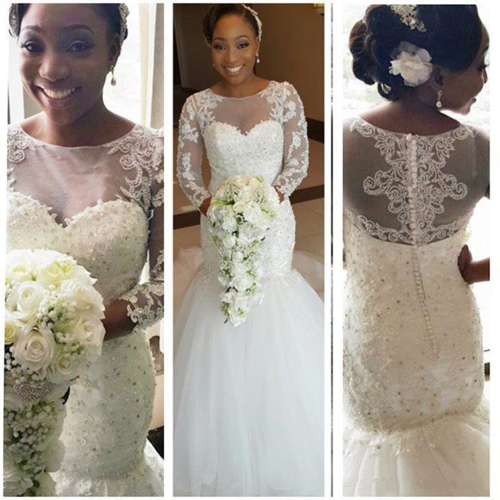 

2019 African Long Sleeves Lace Mermaid Wedding Dresses with Court Train Appliques Sheer Crew Neck Plus Size Wedding Gowns Vestidos de Novia, Orange