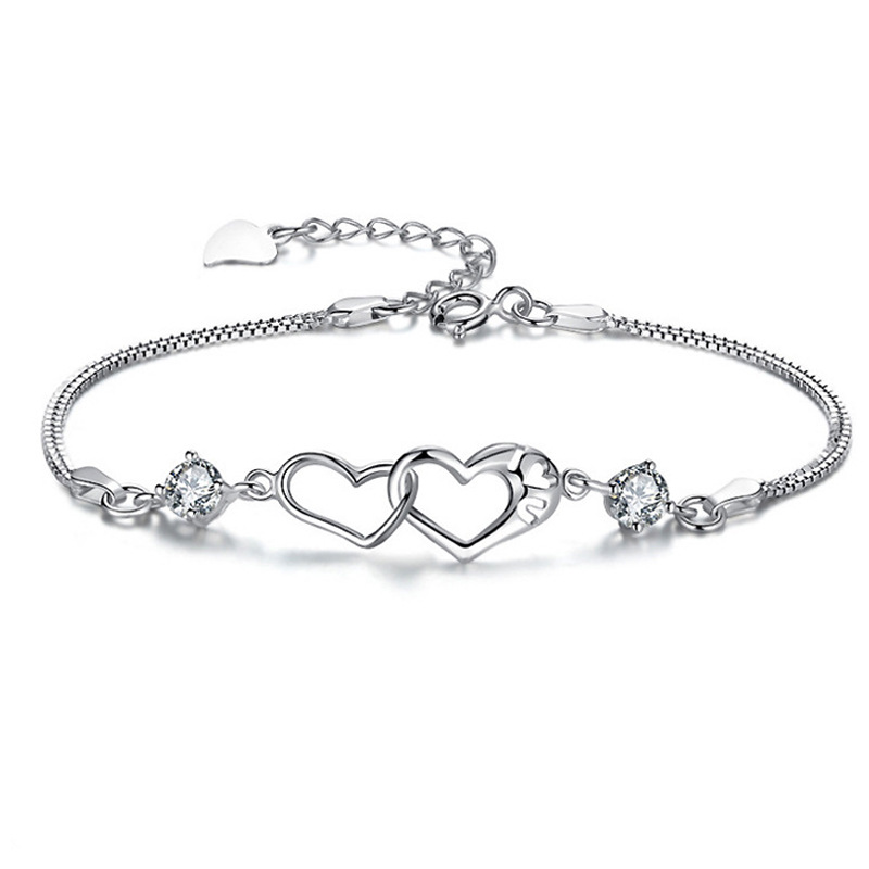 

Other Bracelets Women's 925 Sterling Silver Heart Shaped S925 Women Crystal Anniversary Birthday Party