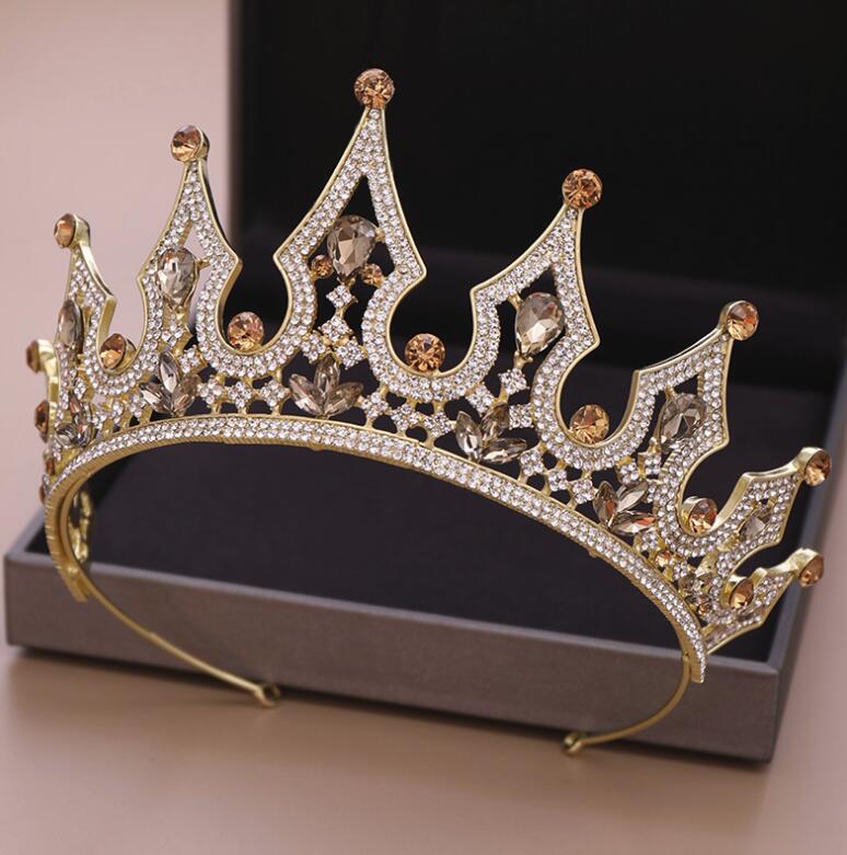 

Luxury Crystals Wedding Crown Silver Gold Rhinestone Princess Queen Bridal Tiara Crown Hair Accessories Cheap High Quality
