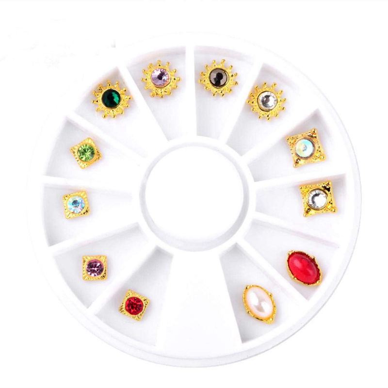

5mm Nail Art Sticker Tip Decal 3D Acrylic Glitter Rhinestones Manicure Studs Nail Tips DIY (J), Multi