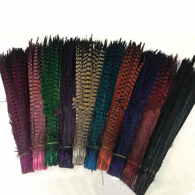 

Wholesale Custom Colors Pheasant Tail Feathers Iewelry Craft Hat Mask Feather Hair Extention 100pcs 20-22inch / 50-55cm EEA294-1